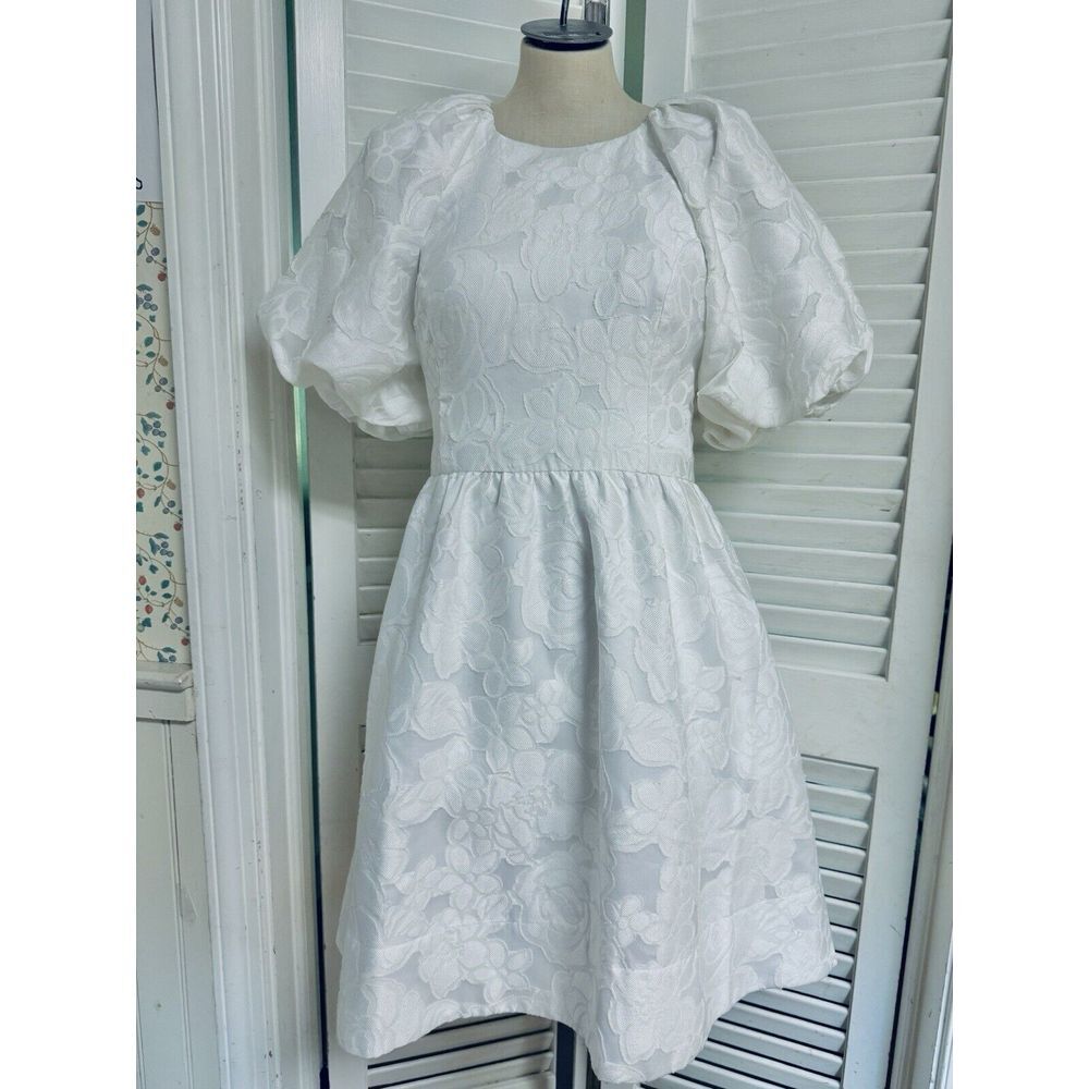 NWT $328 Lilly Pulitzer White Bridal Dress Silk Organza Jacquard 6 New POCKETS